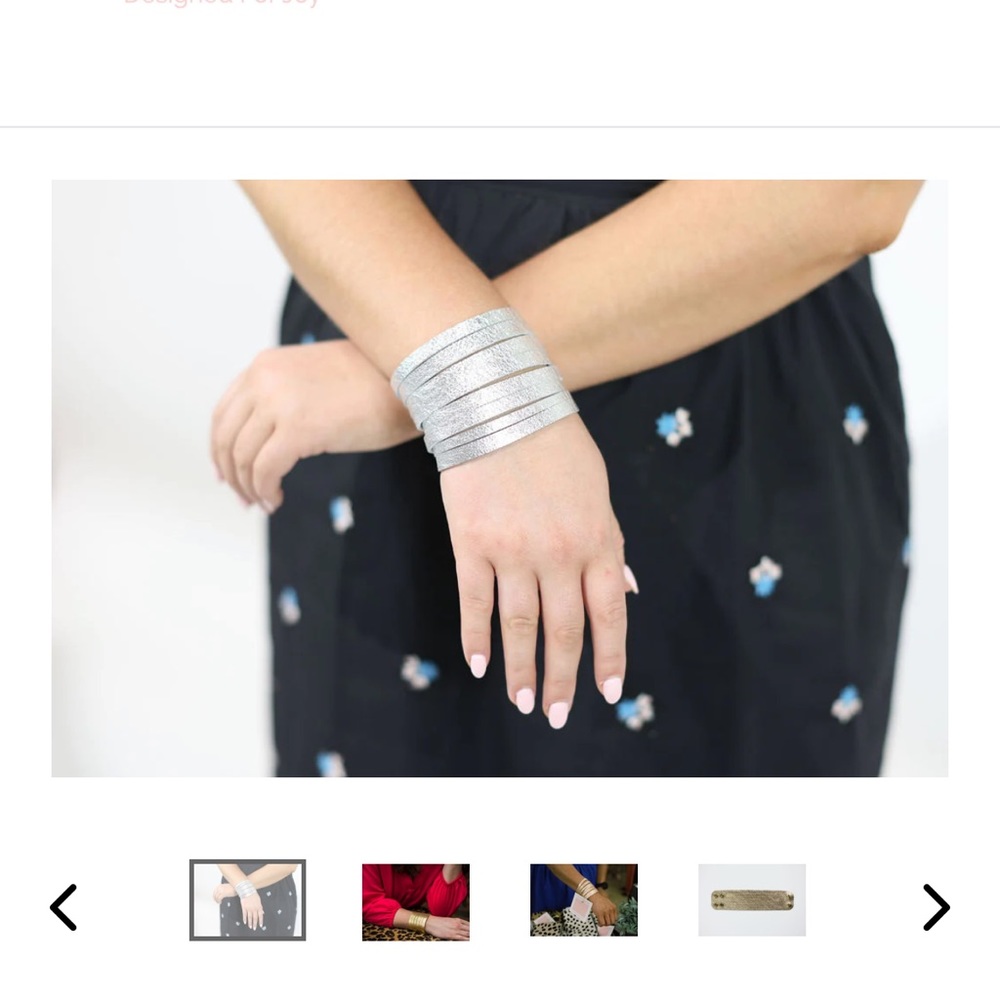 Boutique slit leather bracelet and matching earrings